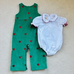 Classic Prep Apple corduroy overalls & Beaufort bonnet company collared bodysuit